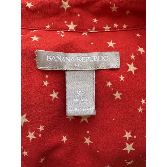 Banana Republic XS Red Star Print Long Sleeve Button-Down Shirt - Picture 4 of 4